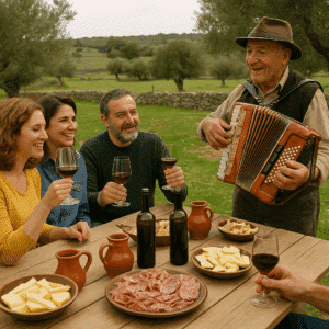 wine tasting and lunch with local shepherds entertaining